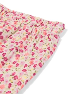 newborn broek comfort fit mousseline bloemen ecru