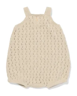 newborn jumpsuit gebreid zand