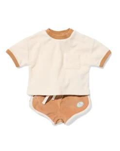 newborn kledingset badstof bruin