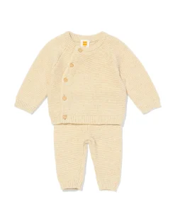 newborn kledingset grofgebreid zand