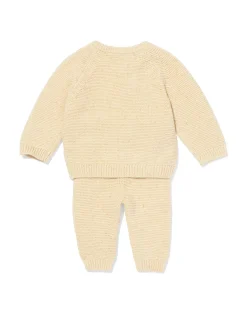 newborn kledingset grofgebreid zand