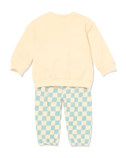 newborn kledingset jersey blokken ecru