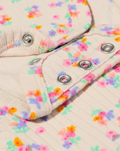 newborn meegroei overslagromper rib bloemen ecru
