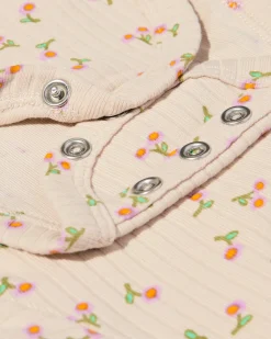 newborn meegroei overslagromper rib bloemen ecru