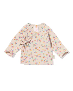newborn overslag T-shirt rib bloemen zand