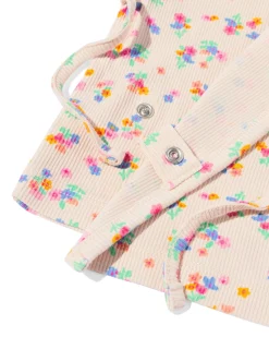 newborn overslag T-shirt rib bloemen zand
