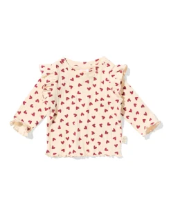 newborn T-shirt rib hartjes ecru