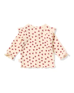 newborn T-shirt rib hartjes ecru