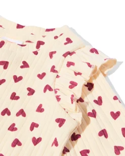 newborn T-shirt rib hartjes ecru