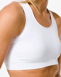 niet voorgevormde sporttop medium support zonder beugel naadloos wit