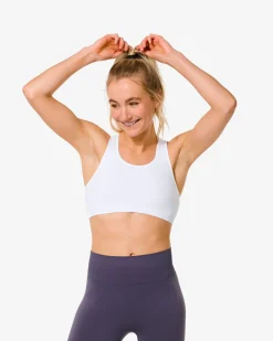niet voorgevormde sporttop medium support zonder beugel naadloos wit