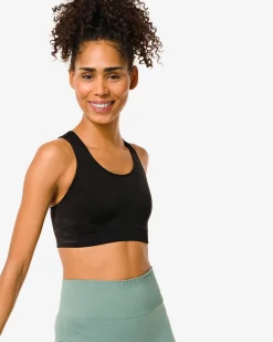 niet voorgevormde sporttop medium support zonder beugel naadloos zwart