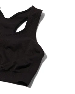 niet voorgevormde sporttop medium support zonder beugel naadloos zwart