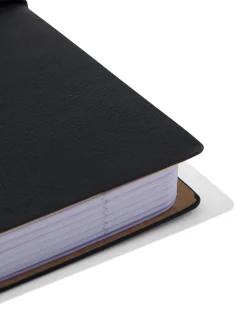 notitieboek gelinieerd PU zwart 12.9x17.8