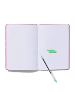 notitieboekje A5 glitter roze