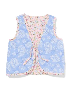 omkeerbare babygilet bloemen blauw