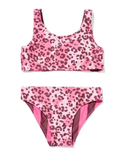 omkeerbare kinderbikini luipaard-strepen roze