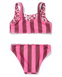 omkeerbare kinderbikini luipaard-strepen roze