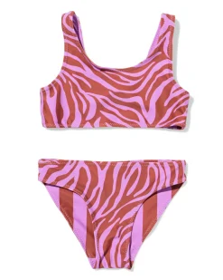 omkeerbare kinderbikini zebra-strepen lila