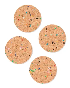 onderzetters Ø 9.5 cm kurk recycled terrazzo - 4 stuks