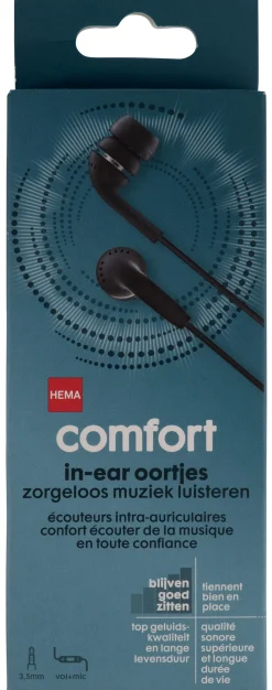 oortelefoon in-ear comfort zwart
