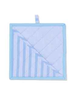 pannenlap 21x21cm katoen strepen blauw