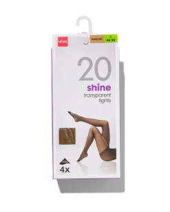 panty's glans transparant 20denier - 4 stuks beige