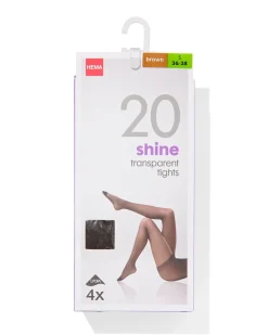 panty's glans transparant 20denier - 4 stuks bruin