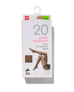 panty's mat halfdoorschijnend 20denier - 4 stuks beige