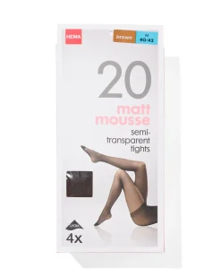 panty's mat halfdoorschijnend 20denier - 4 stuks bruin