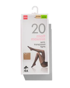 panty's mat halfdoorschijnend 20 denier - 4 stuks poeder
