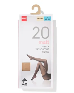panty's mat halfdoorschijnend 20 denier - 4 stuks poeder
