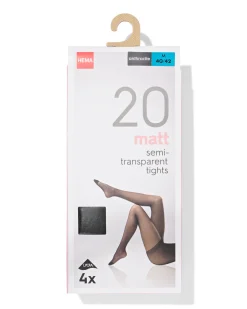panty's mat halfdoorschijnend 20denier - 4 stuks antraciet