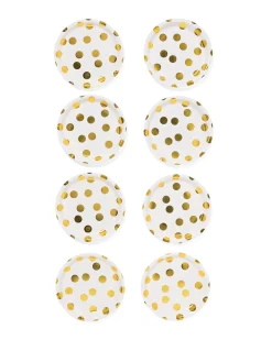 papieren bord Ø22.5cm gouden stippen - 8 stuks