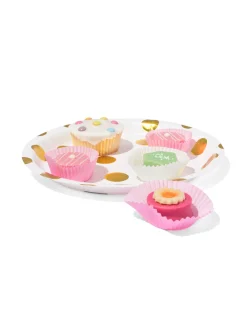 papieren bord Ø22.5cm gouden stippen - 8 stuks