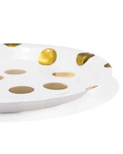 papieren bord Ø22.5cm gouden stippen - 8 stuks