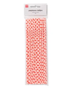 papieren rietjes hartjes - 20 stuks