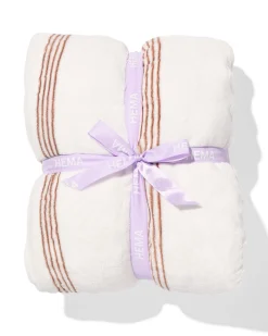 plaid 130x150cm sherpa strepen bruin
