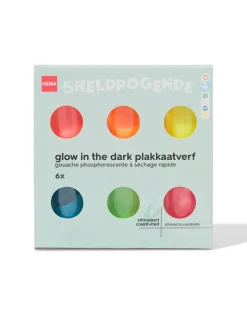 plakkaatverf glow in the dark - 6 stuks
