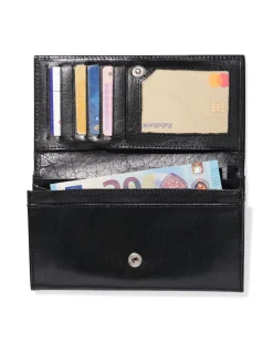 portemonnee met flap leer zwart n