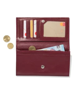 portemonnee met flap leer donkerrood