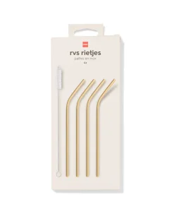 rietjes rvs goudkleurig - 4 stuks