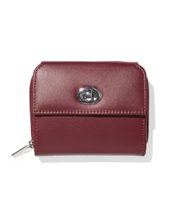 ritsportemonnee met flap leer rood