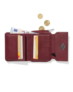 ritsportemonnee met flap leer rood