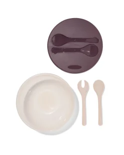 saladeschaal ⌀28x10cm inclusief bestek roze
