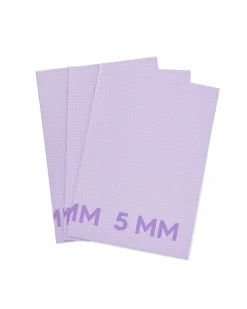 schriften lila A4 geruit 5mm - 3 stuks