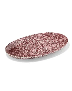 serveerschaal 21 x 32 x 2cm Trend aardewerk bordeauxrood spikkel