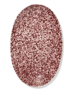 serveerschaal 21 x 32 x 2cm Trend aardewerk bordeauxrood spikkel