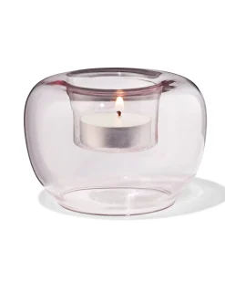 sfeerlichthouder glas retro roze