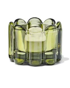 sfeerlichthouder glas ribbel groen
